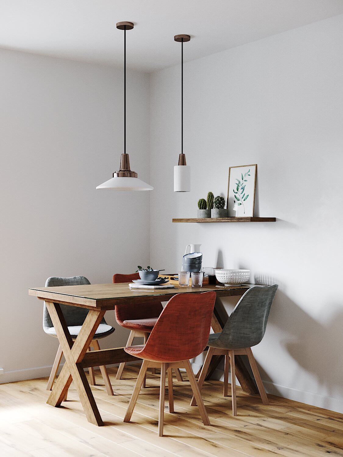 Stylish 72 metres sq. apartment dining area pendant lamp classic - cgi visualization