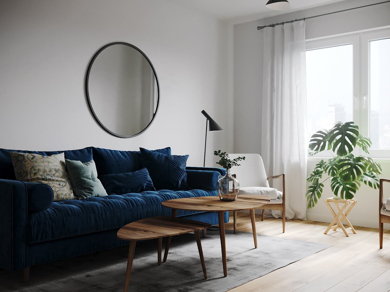 Stylish 72 metres sq. apartment living room modern - cgi visualization
