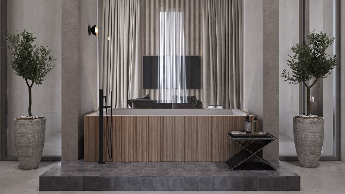 Stylish Apartment 01 bathroom design - cgi visualization