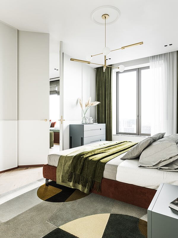 Stylish Classic Flat bedroom design wardrobe - cgi visualization
