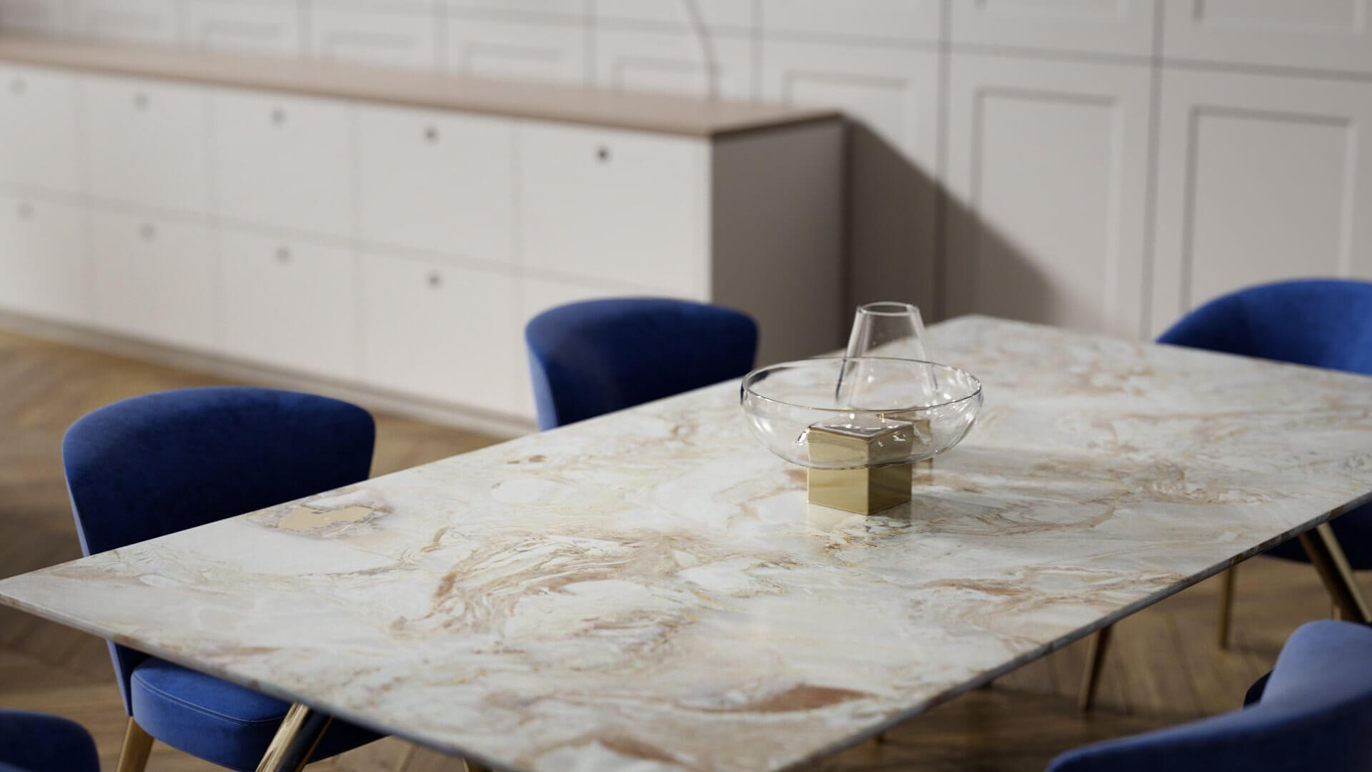 Stylish and classic living room dining table marble - cgi visualization