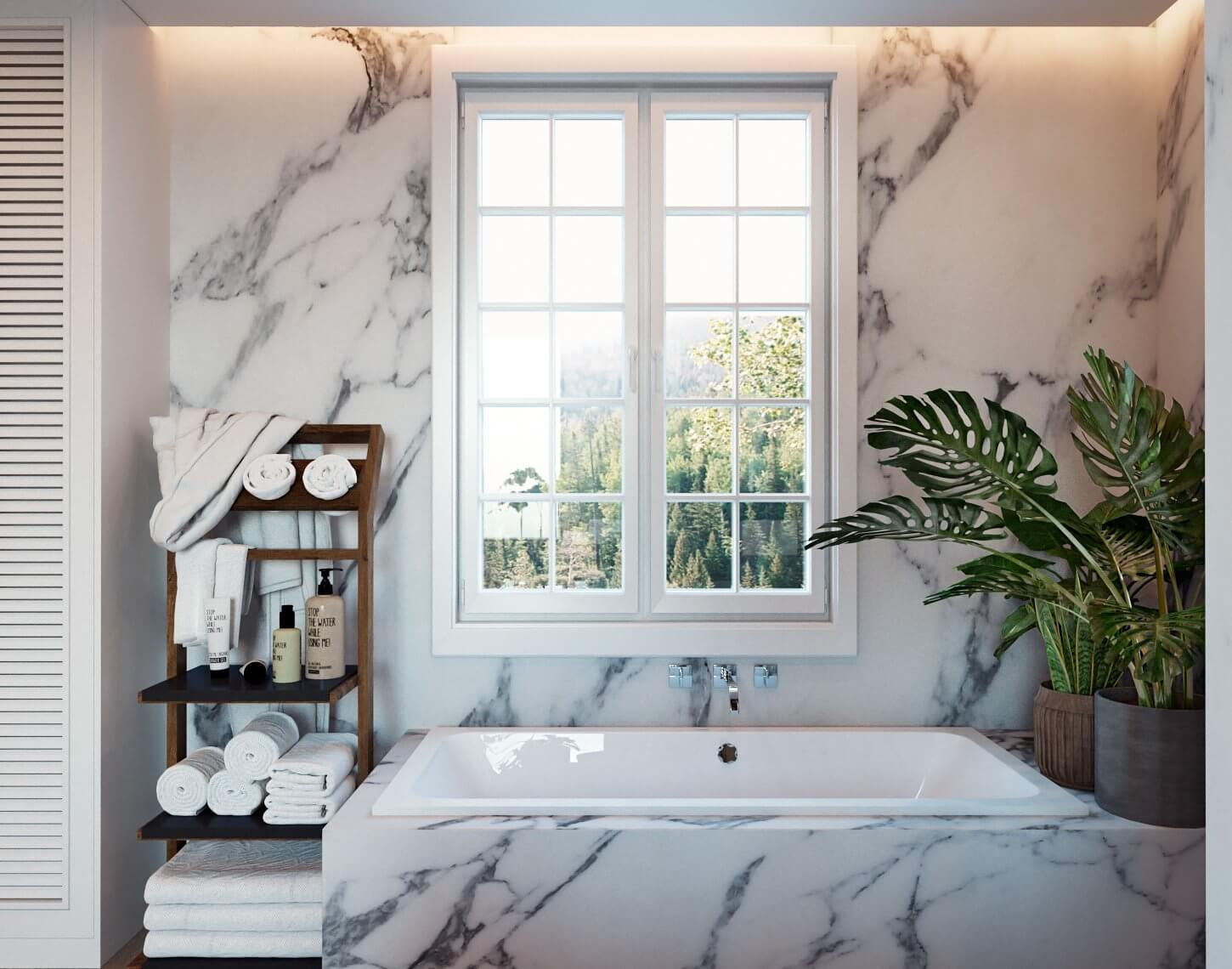 The Villa in Italy bathroom bathtub towels - cgi visualization