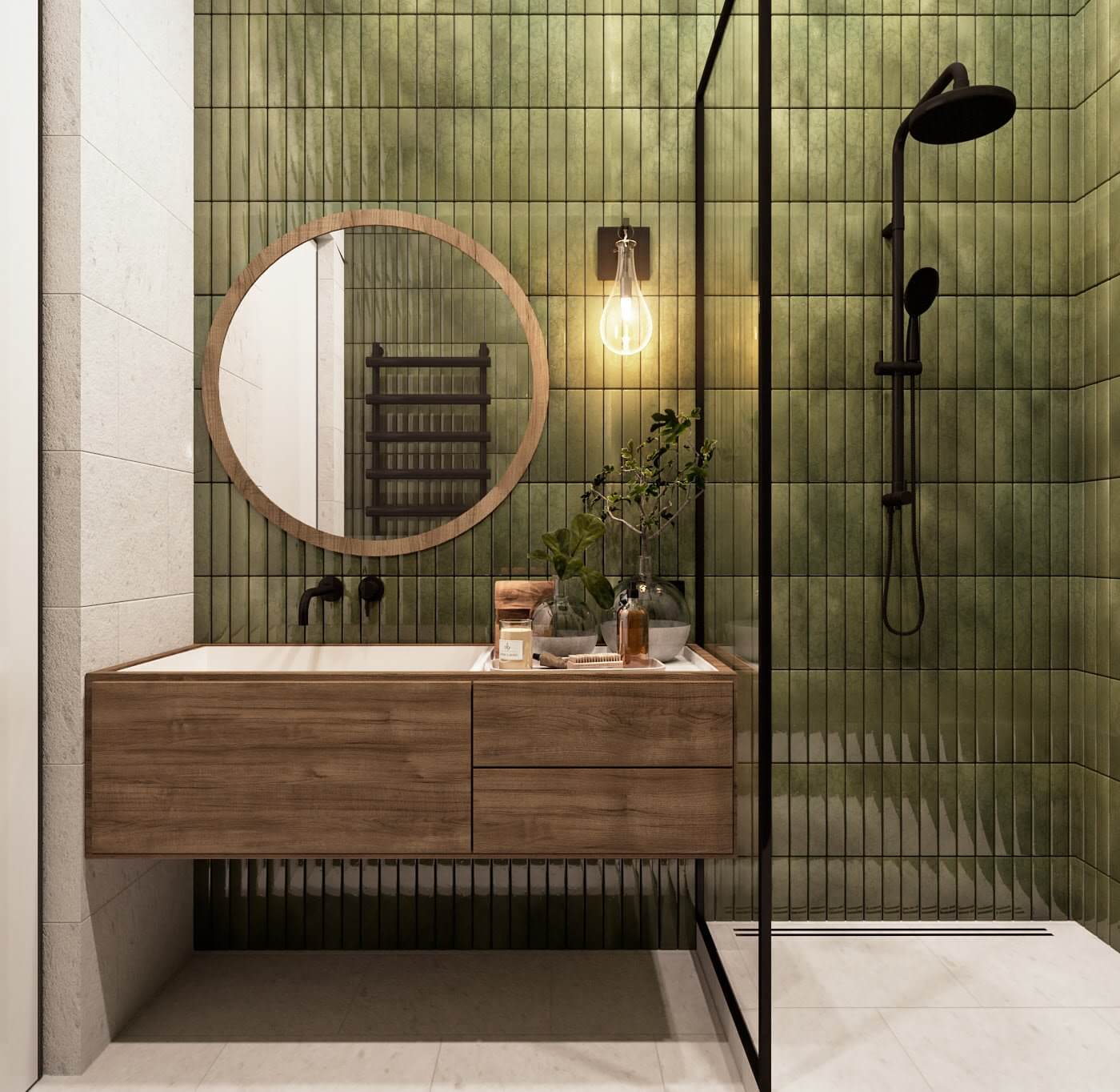 The Villa in Italy bathroom shower cabinet - cgi visualization