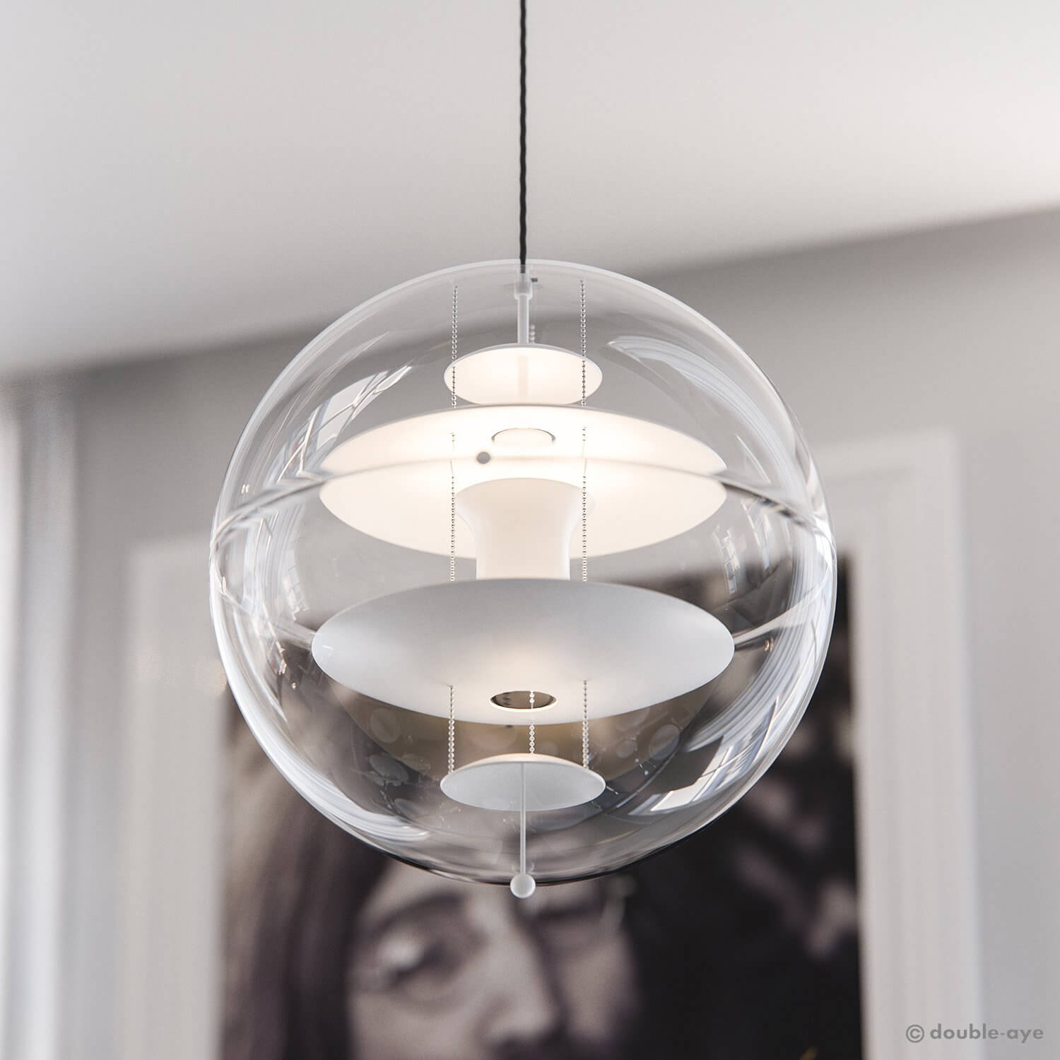 The apple apartments dining room glass ceiling lamp - cgi visualization