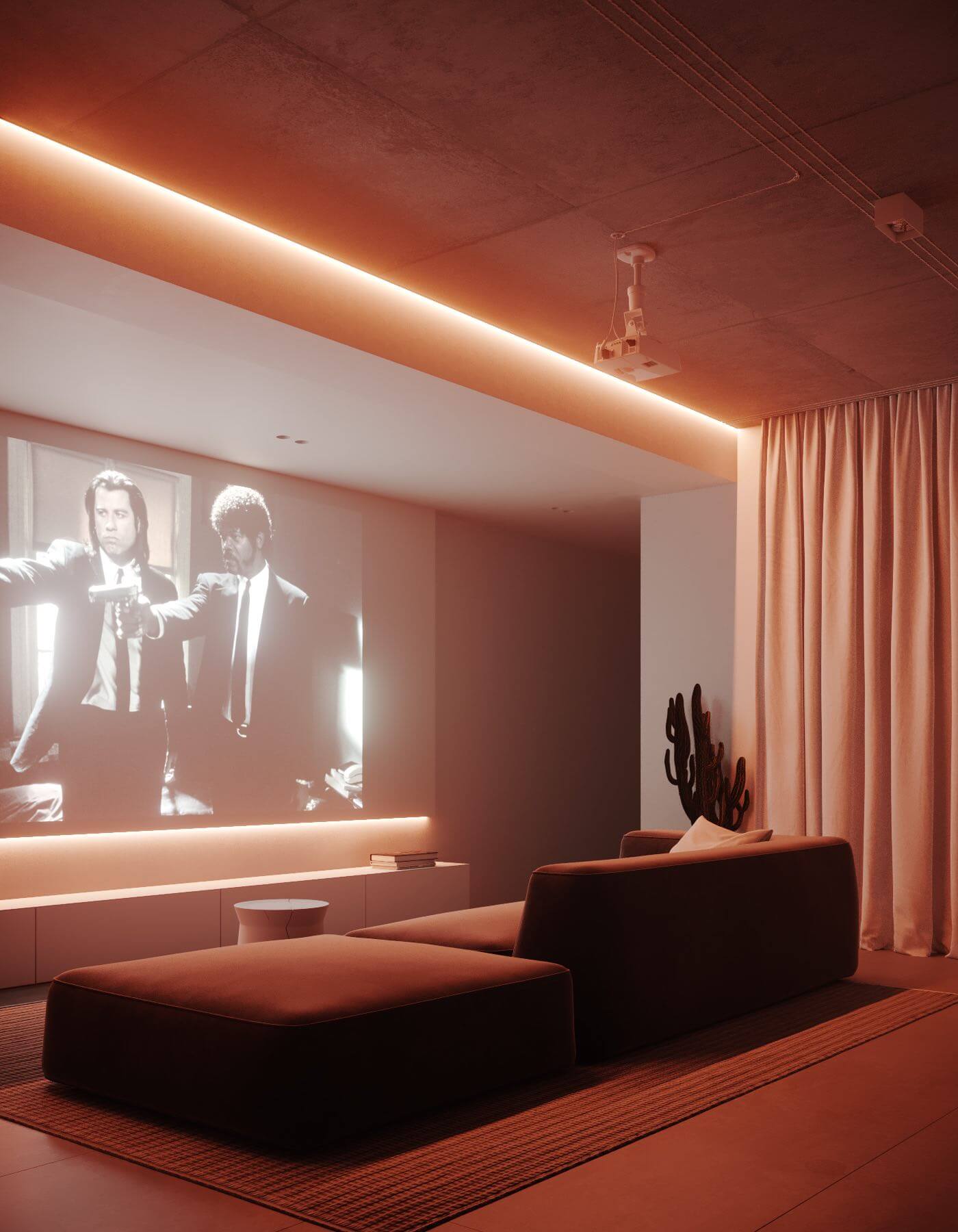 White designer loft living room - cgi visualization