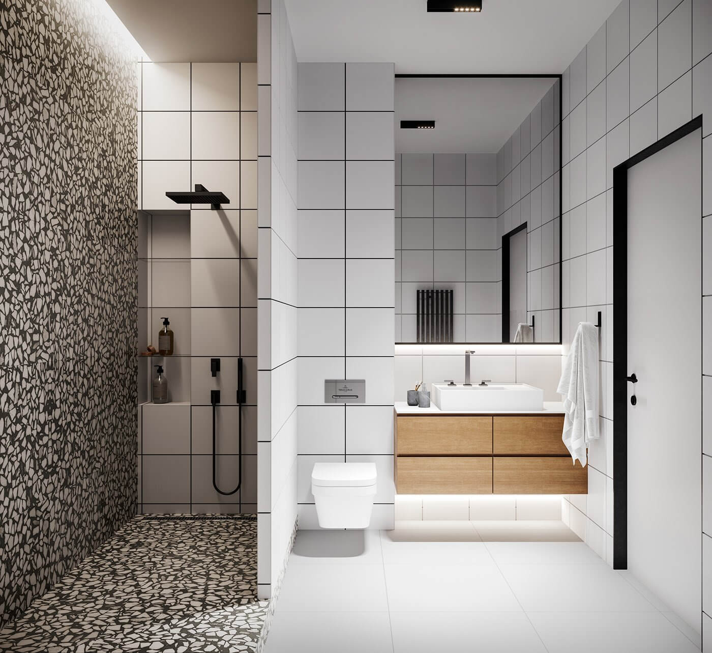 Zalomowa house bathroom shower - cgi visualization