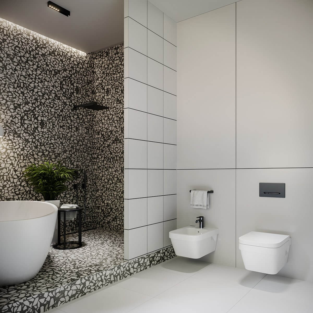 Zalomowa house bathroom shower wc - cgi visualization