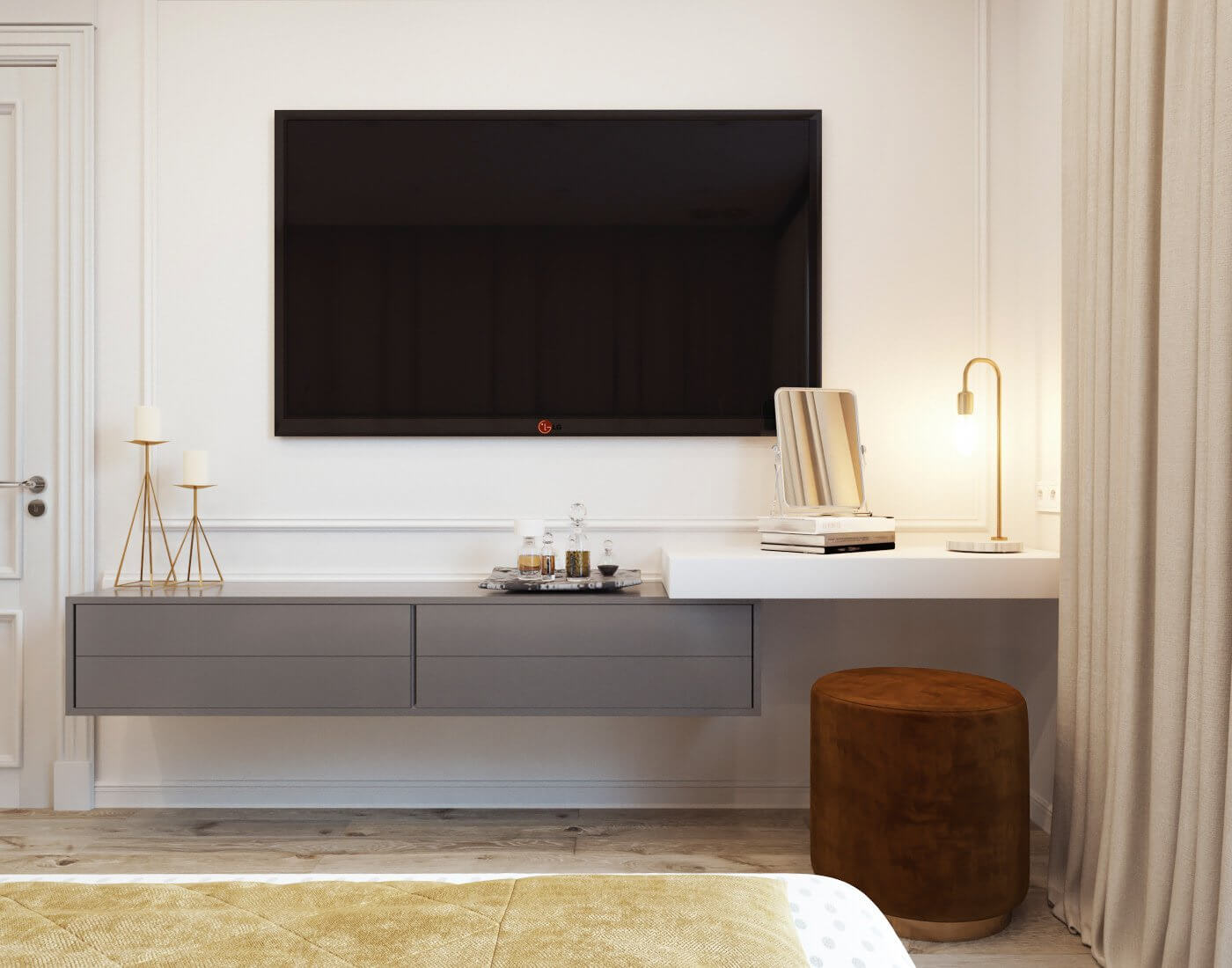 apartment in Milan for a lady bedroom cabinet - cgi visualization