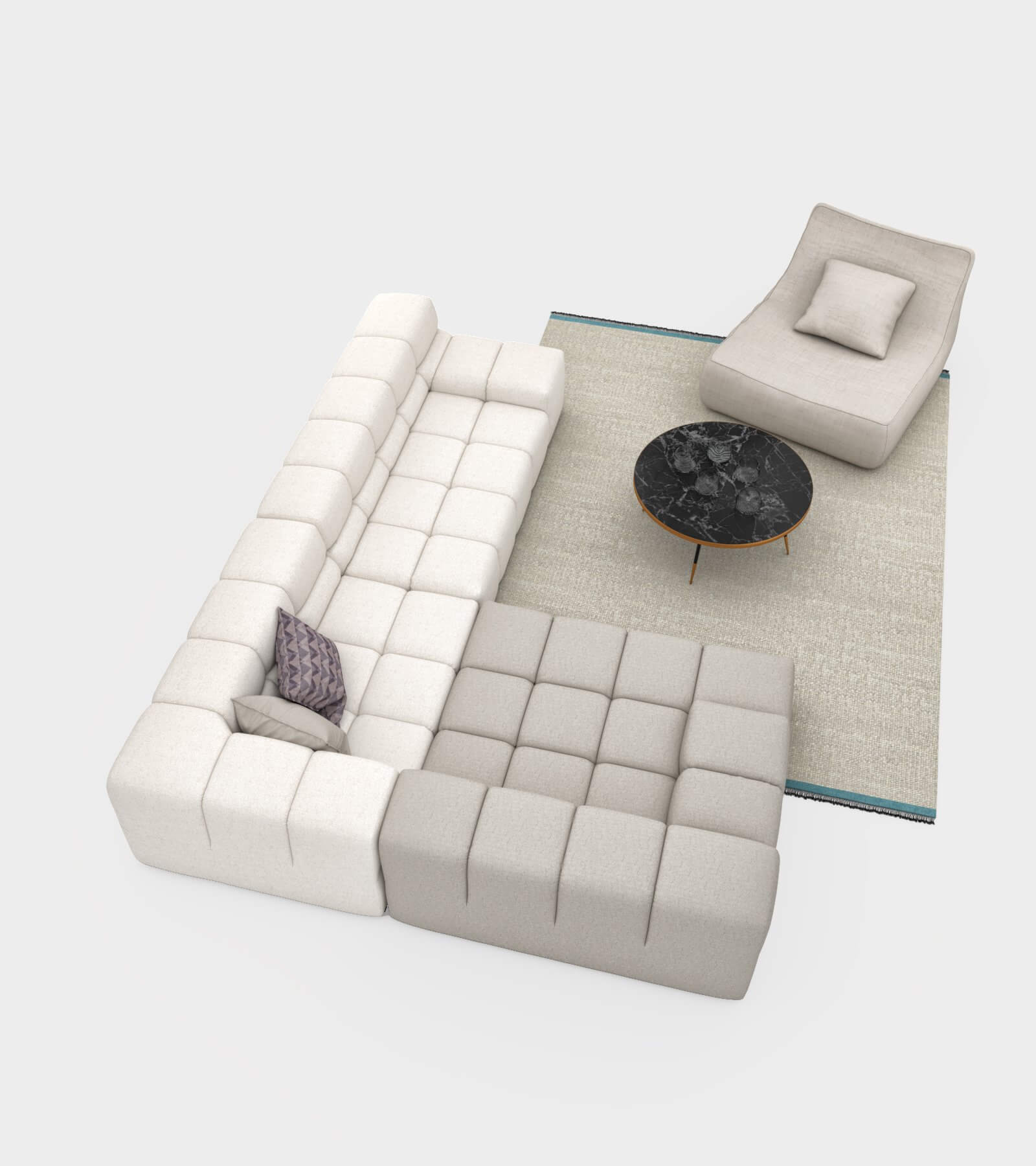Living room couch set-1 3D Model