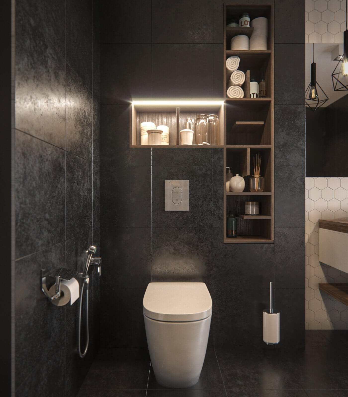 Minimal Interior design flat bathroom wc