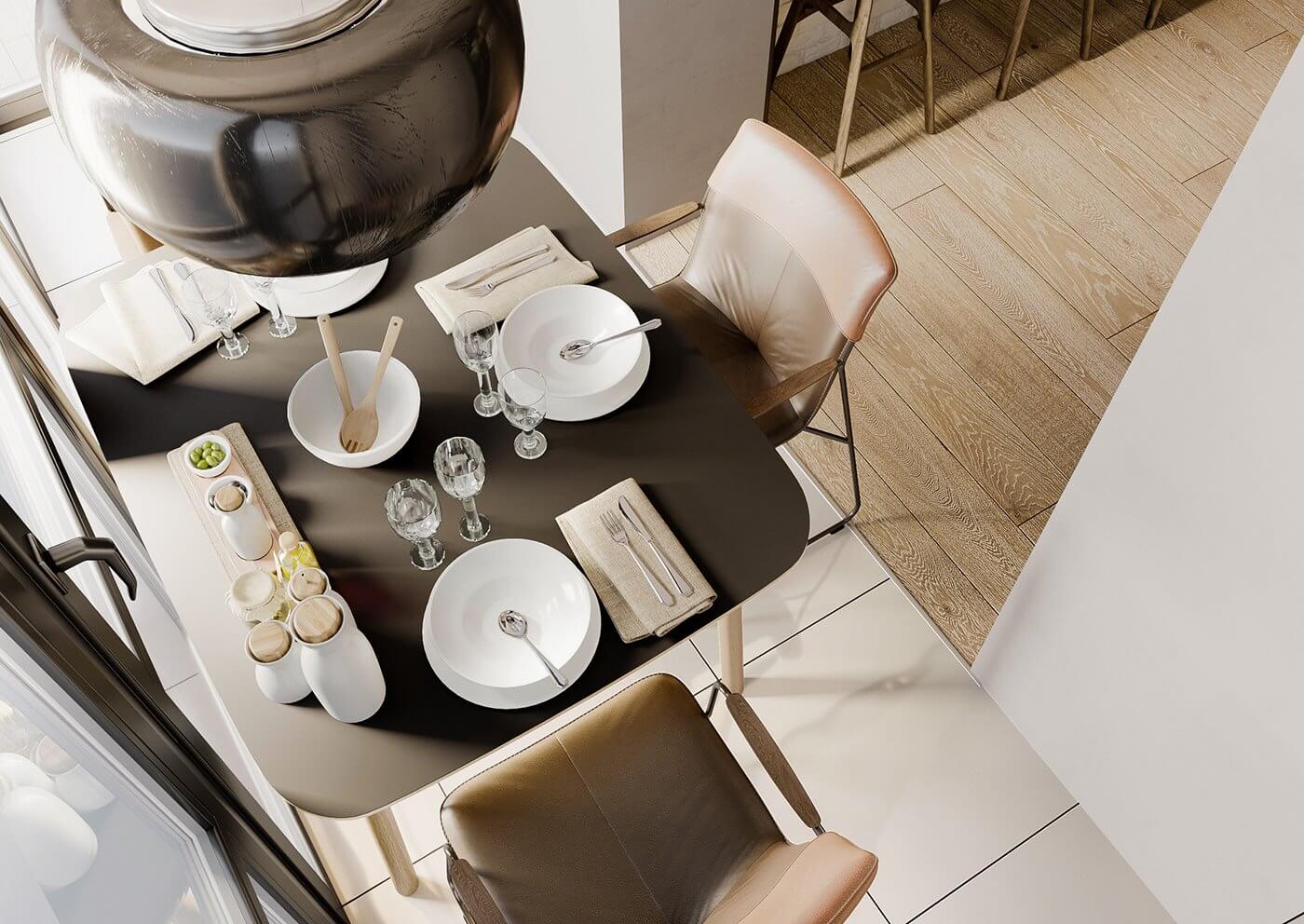 Minimal Interior design flat dining room table