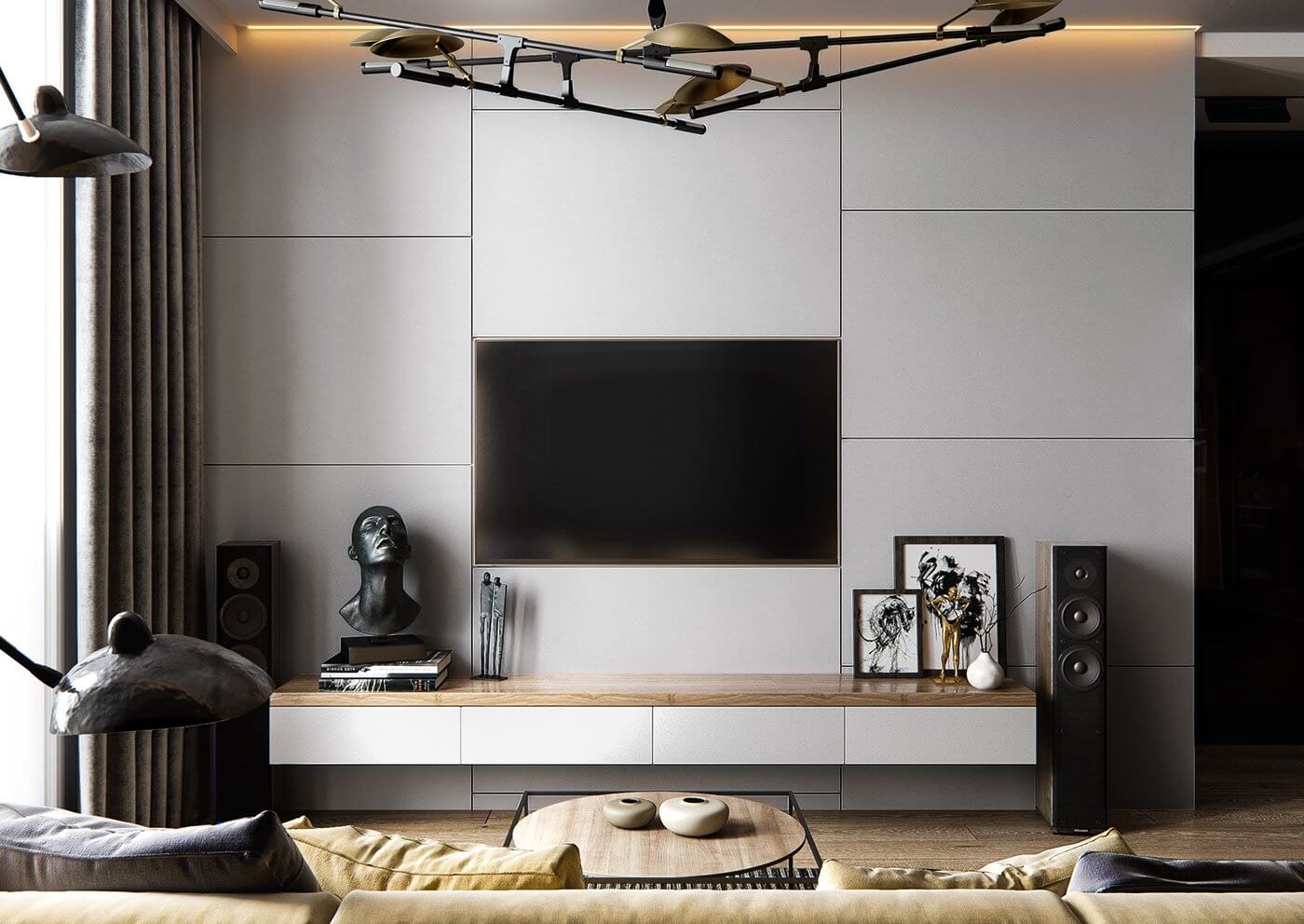 Minimal Interior design living room tv wall