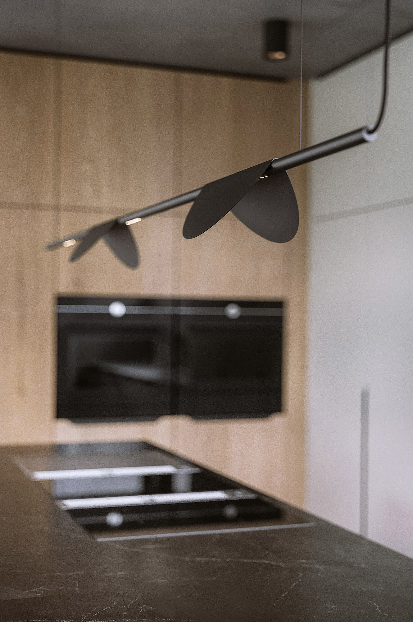 Dark Elegance Loft kitchen black pendant lamp design - cgi visualization