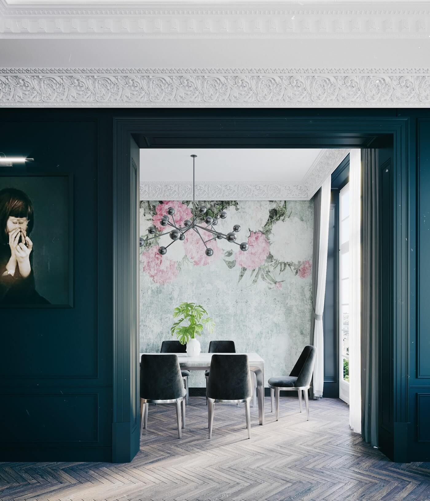 Maison Noire Apartment Paris dining room traditional modern - cgi visualization