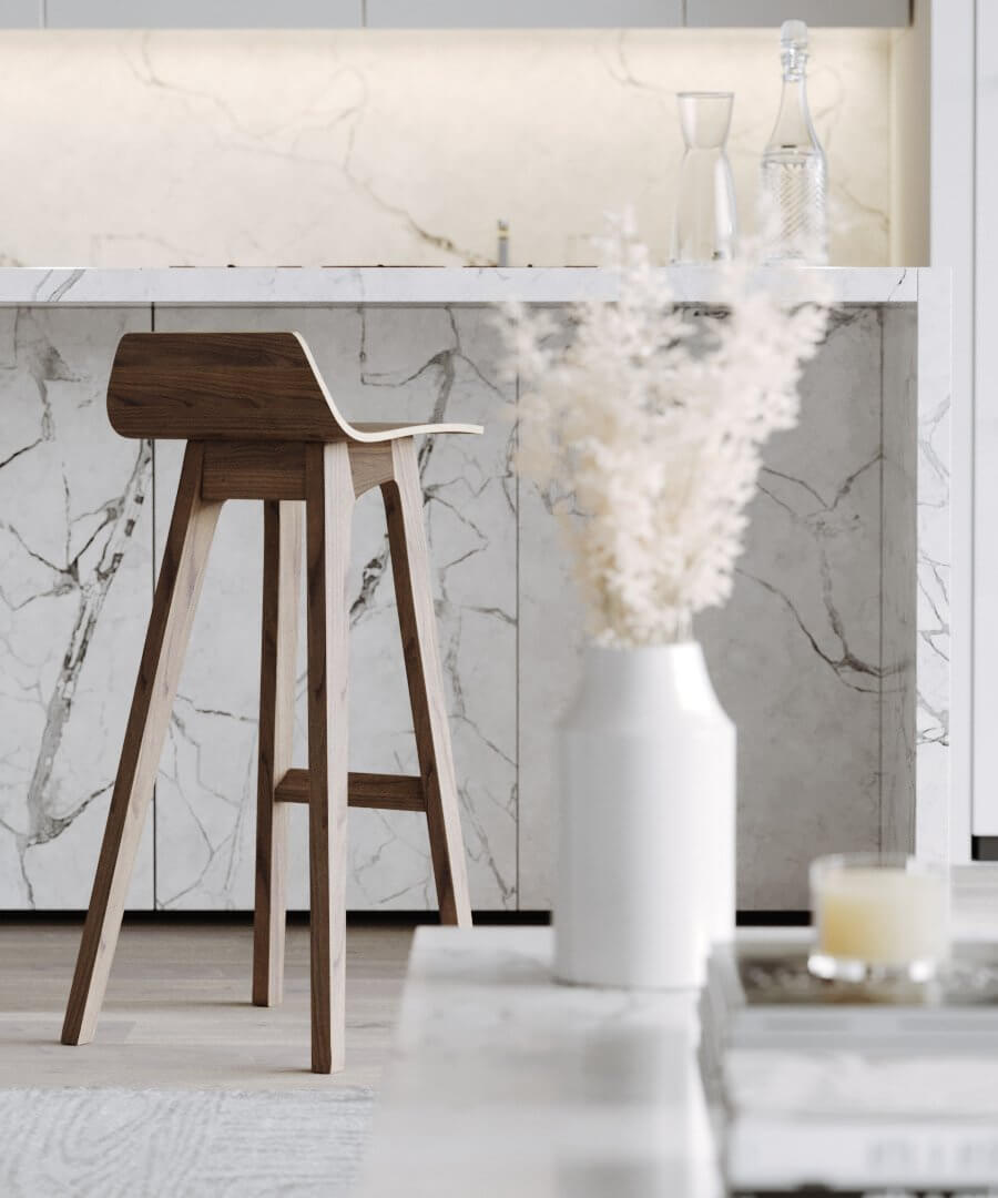 The glaze house kitchen bar stool wood - cgi visualization