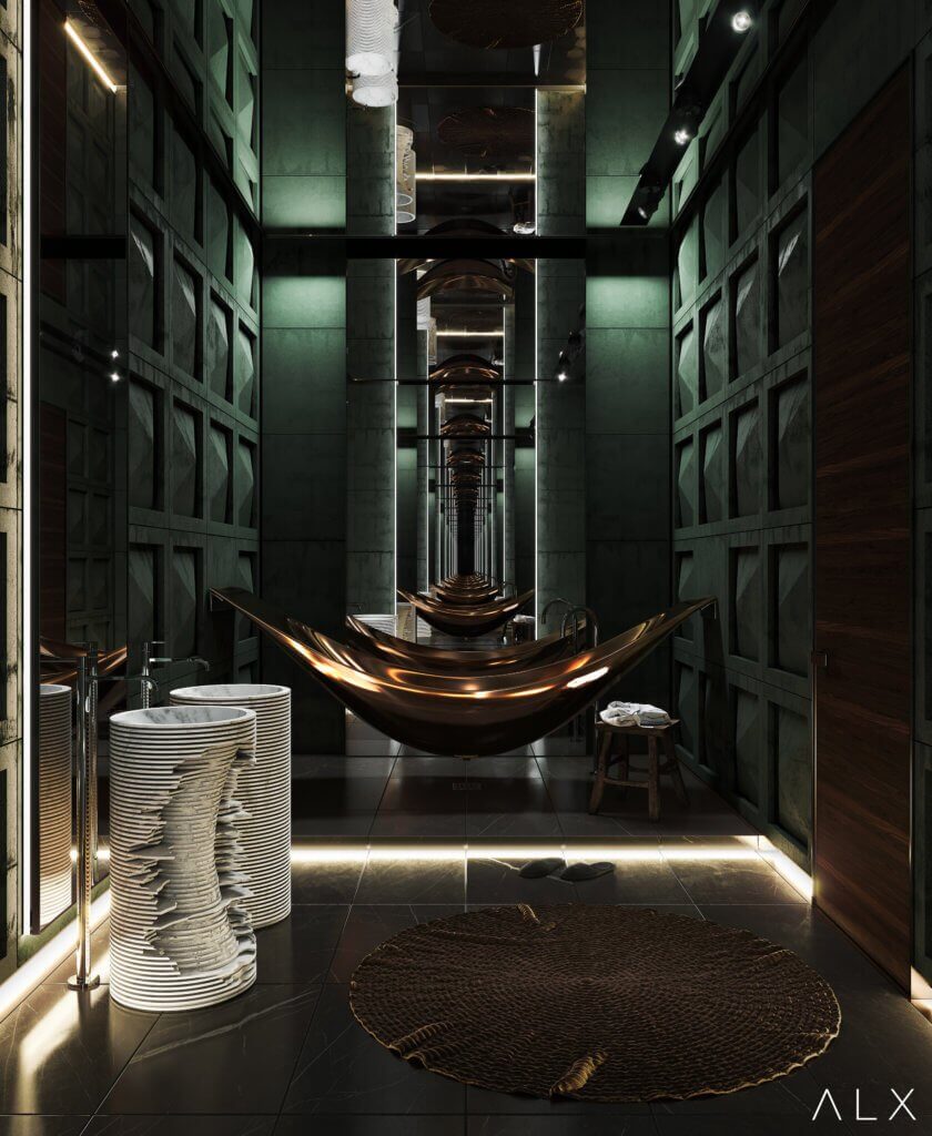 Awesome living Loft design bathroom area - cgi visualization