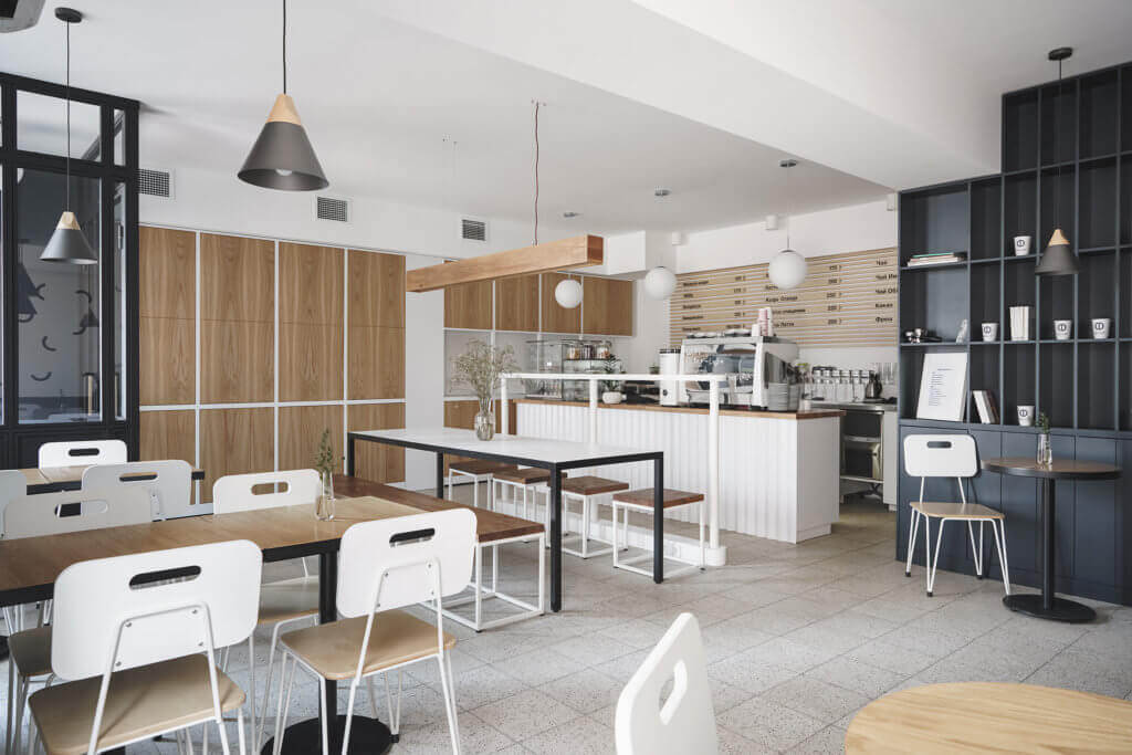 Coffee shop interior design simple and clean - cgi viusalization