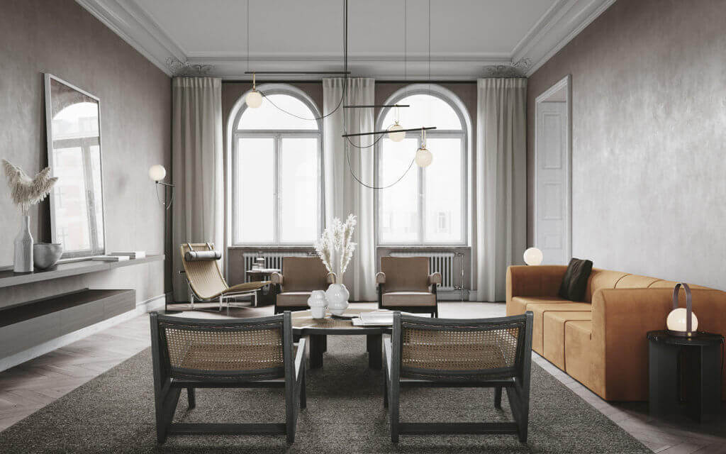 Living & Dining Design lounge area - cgi visualization