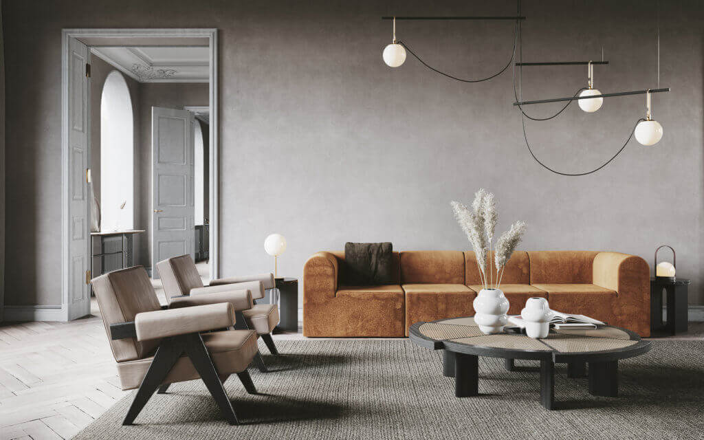 Living & Dining Design lounge area minimalistic - cgi visualization