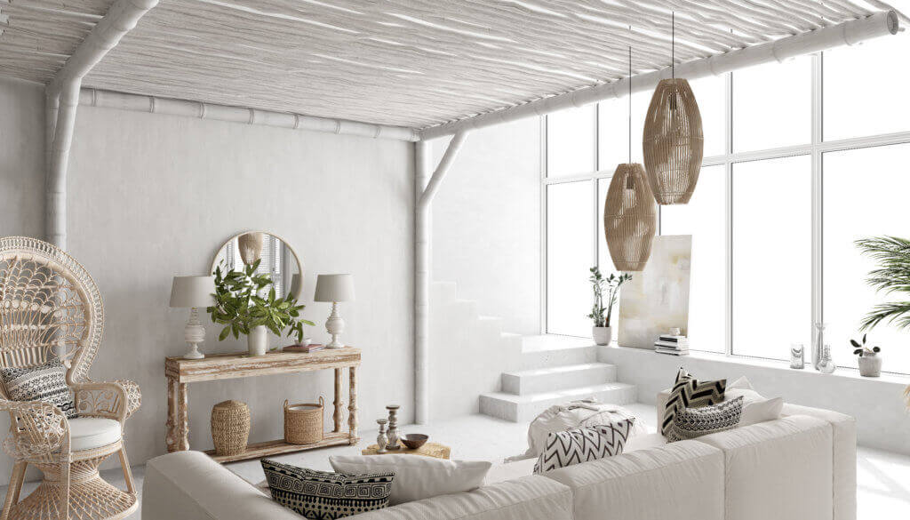 Lovely Boho style interiors cabinet living room - cgi visualization