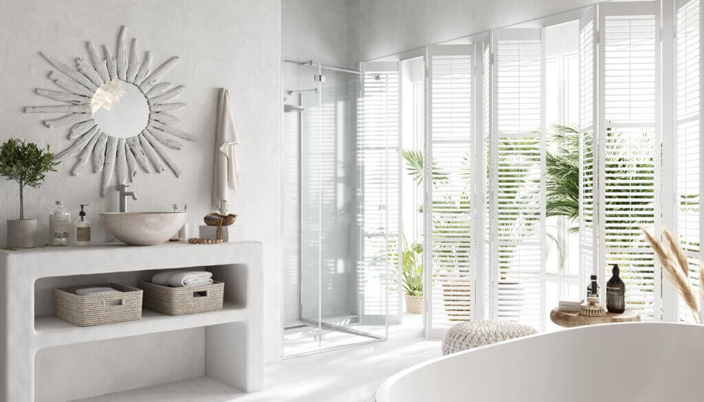 Perfect & lovely white Bathroom design shower - cgi visualization