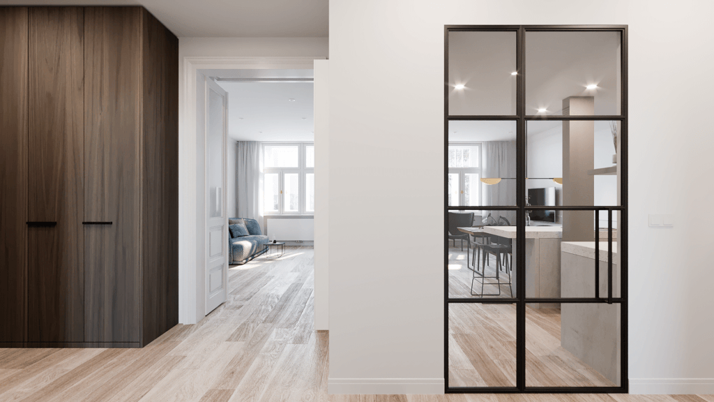 Prague interior apartment design entrance corridor - cgi visualization