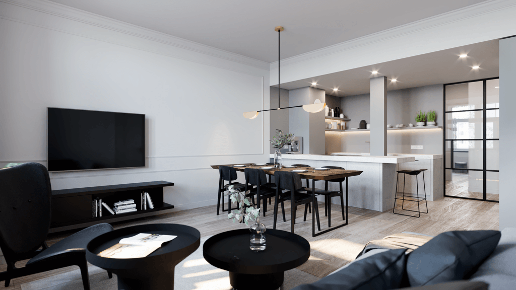 Prague interior apartment design living room - cgi visualization