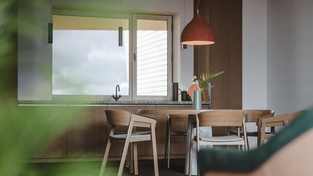 Smart and trendy Apartment dining table wood - cgi visualization