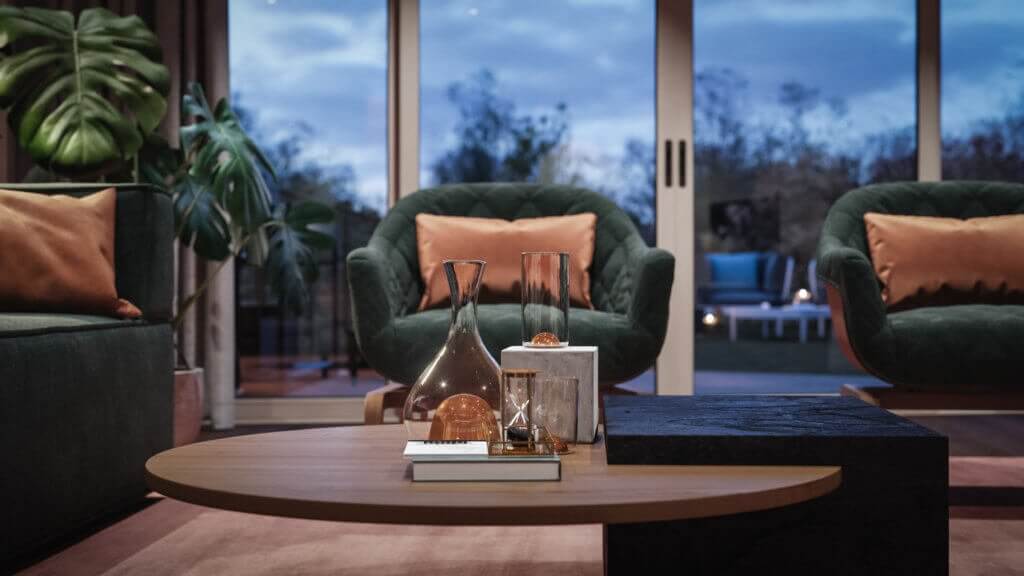 Smart and trendy Apartment living area side table - cgi visualization