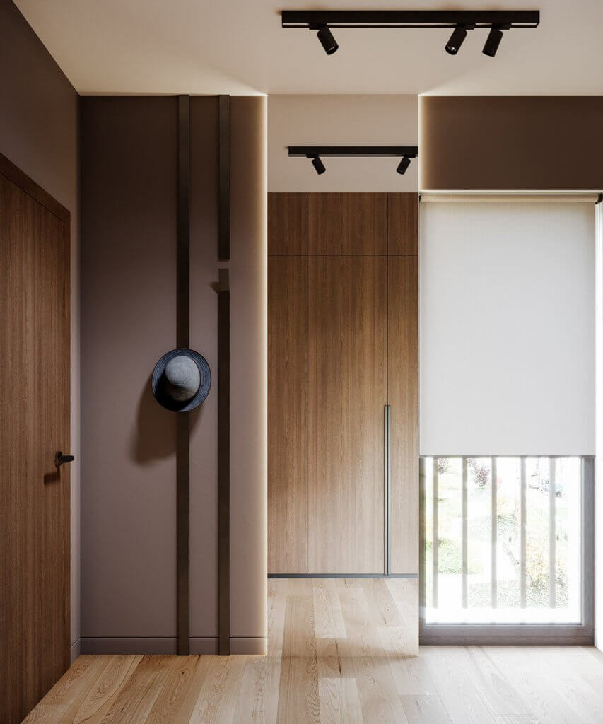 Stunning Living Apartment entrance area wood cabinet - cgi visualization