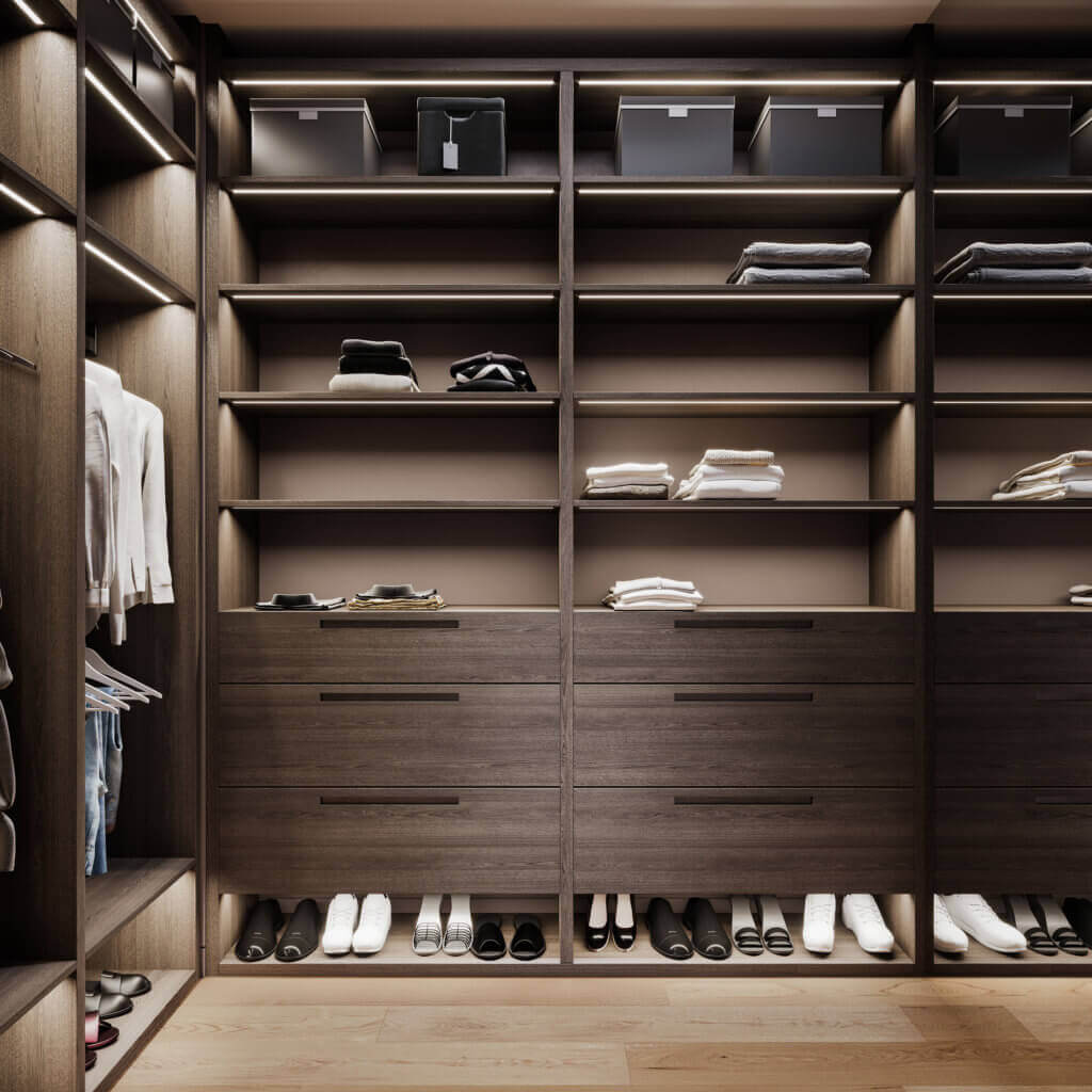 Stunning Living Apartment wardrobe wood - cgi visualization
