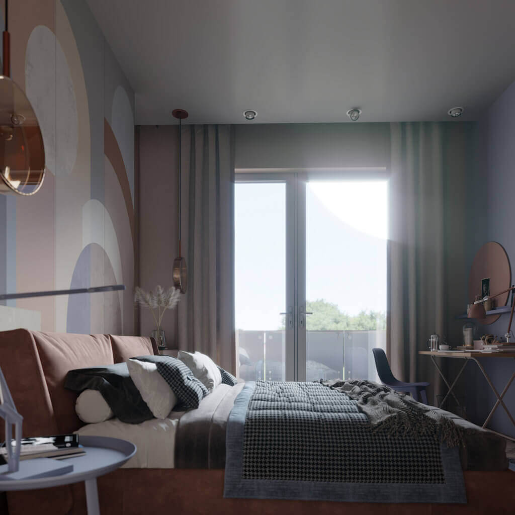 Stunning Pastel bedroom area - cgi visualization