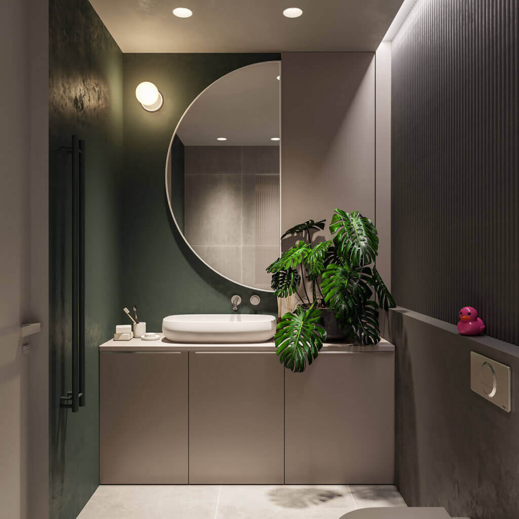 Stylish & Cozy Apartment bathroom area design - cgi visualization