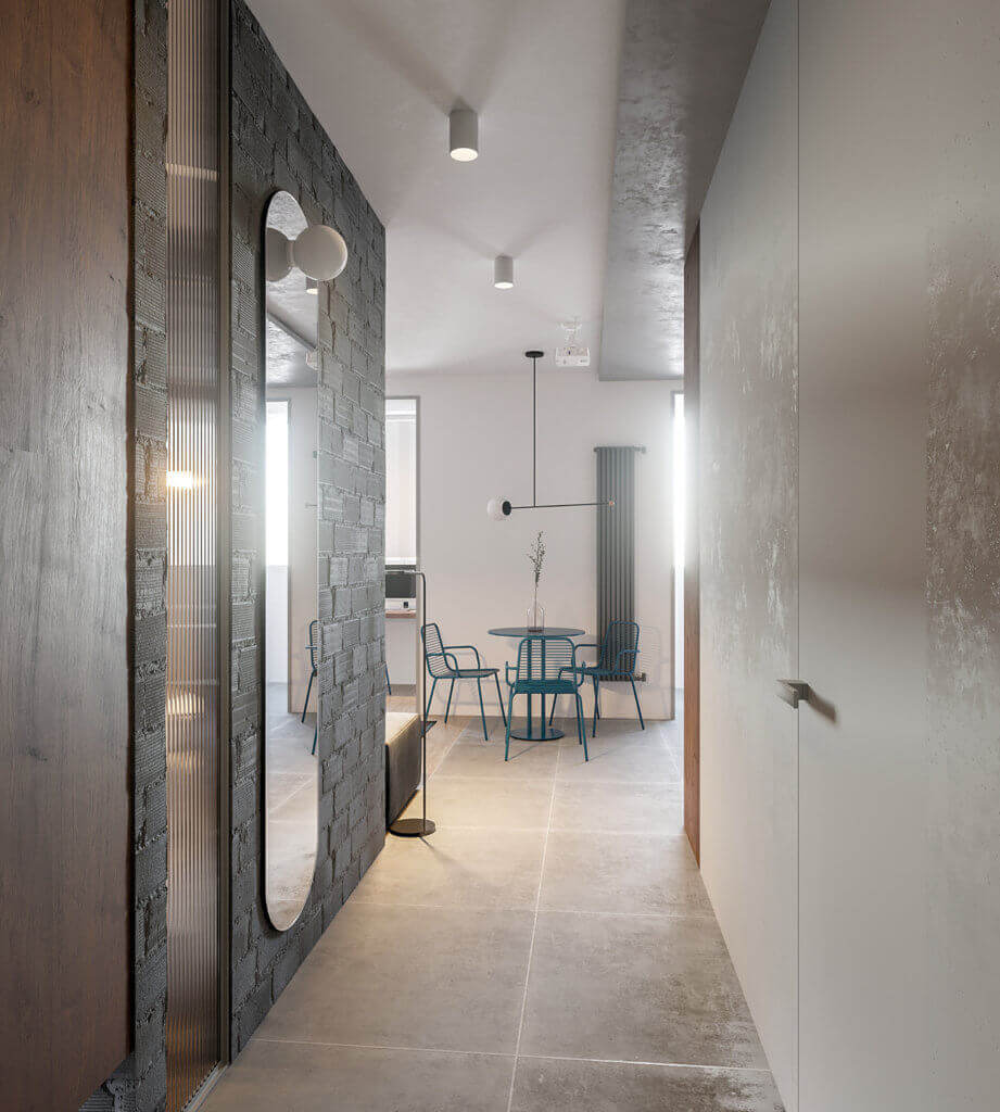 Stylish & Cozy Apartment entrance corridor design - cgi visualization