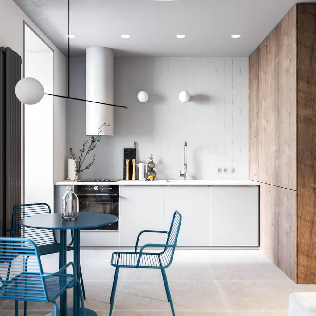Stylish & Cozy Apartment white kitchen - cgi visualization