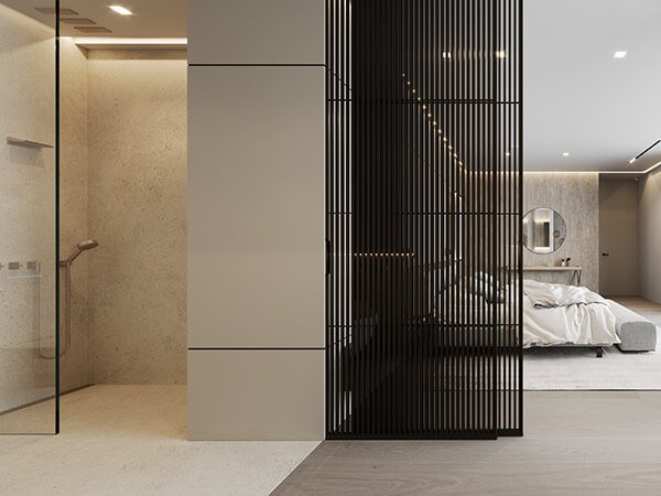 Stylish Villa Interior & Living Design bathroom guest shower - cgi visualization
