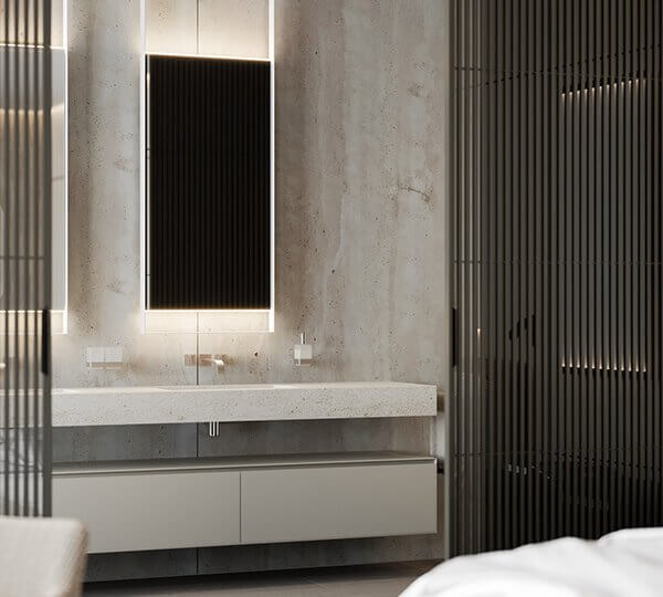 Stylish Villa Interior & Living Design bathroom guest stone sink - cgi visualization