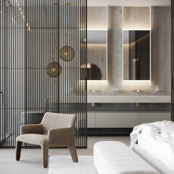 Stylish Villa Interior & Living Design bedroom guest lounge - cgi visualization