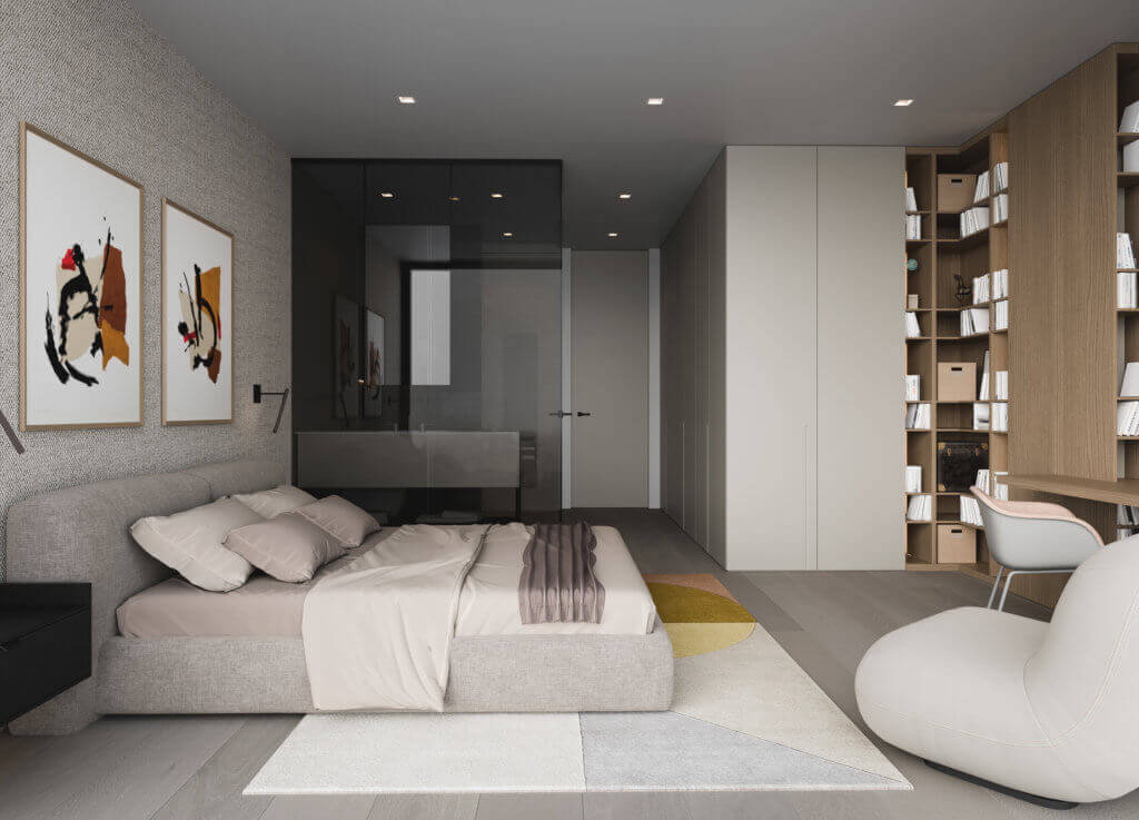 Stylish Villa Interior & Living Design inspiration bedroom lounge - cgi visualization