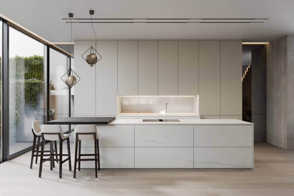 Stylish Villa Interior & Living Design kitchen marble - cgi visualization