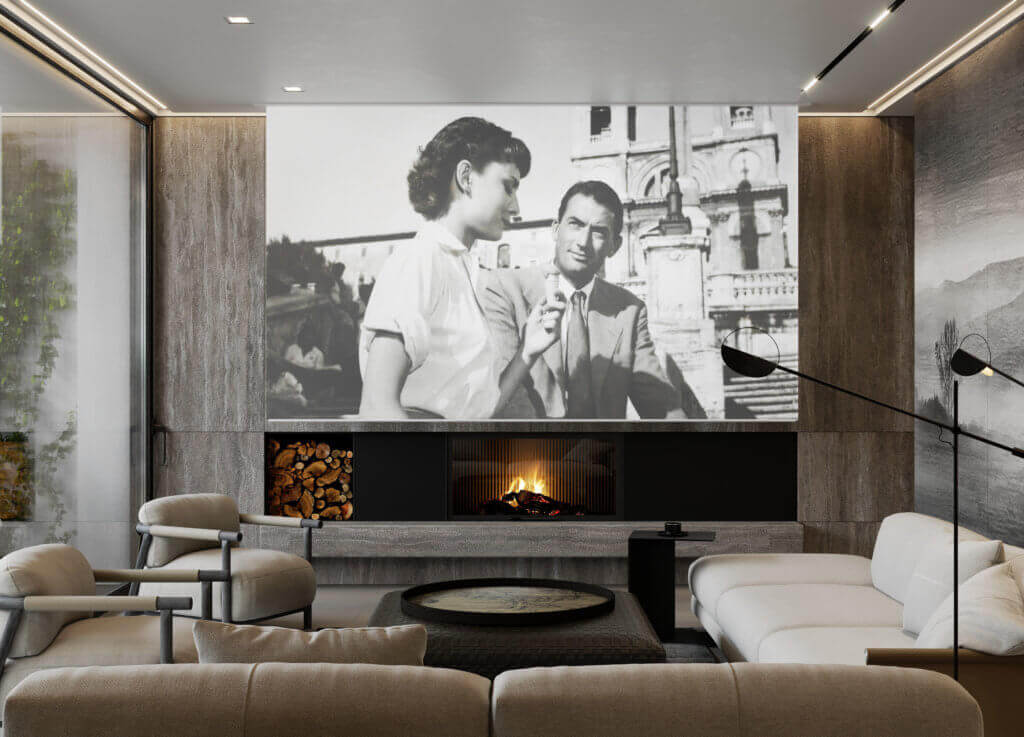 Stylish Villa Interior & Living Design living area guest tv - cgi visualization
