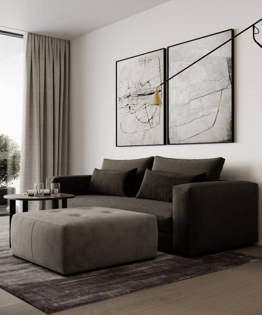 Stylish Villa Interior & Living Design office lounge area - cgi visualization