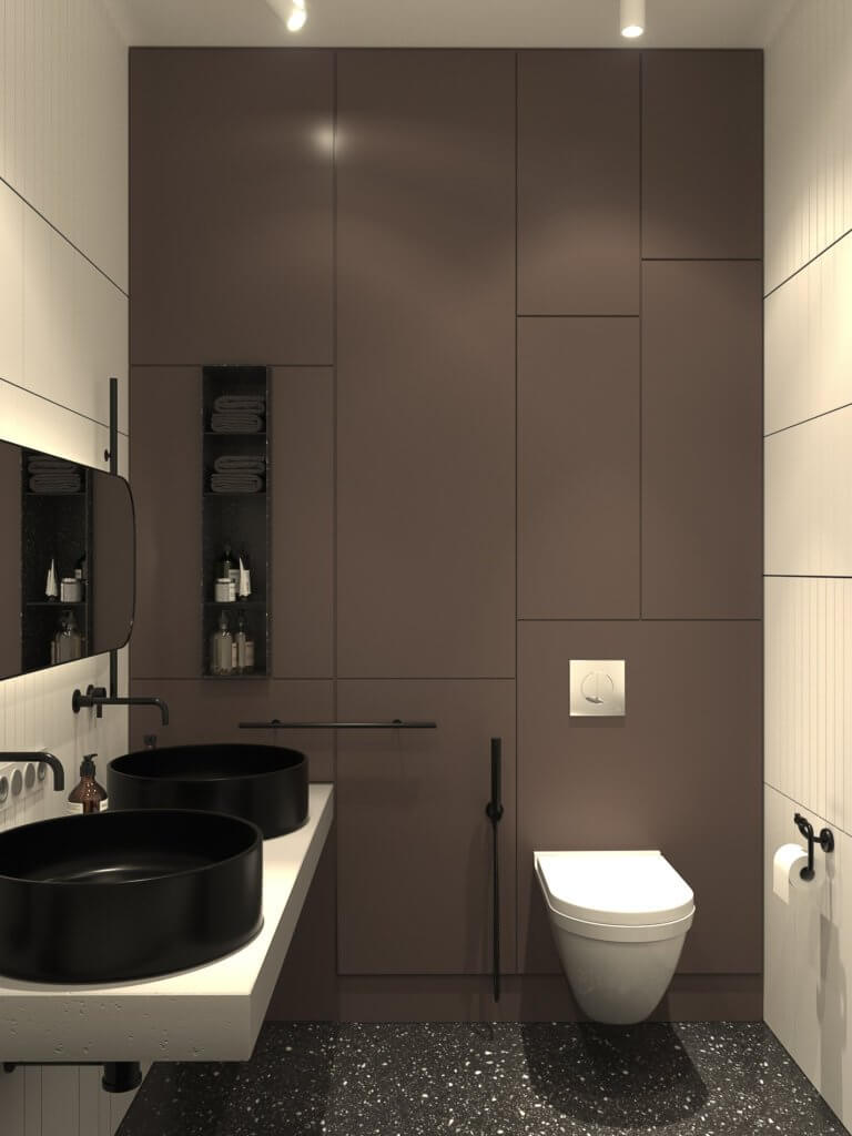 Stylish city apartment bathroom wc - cgi visualization