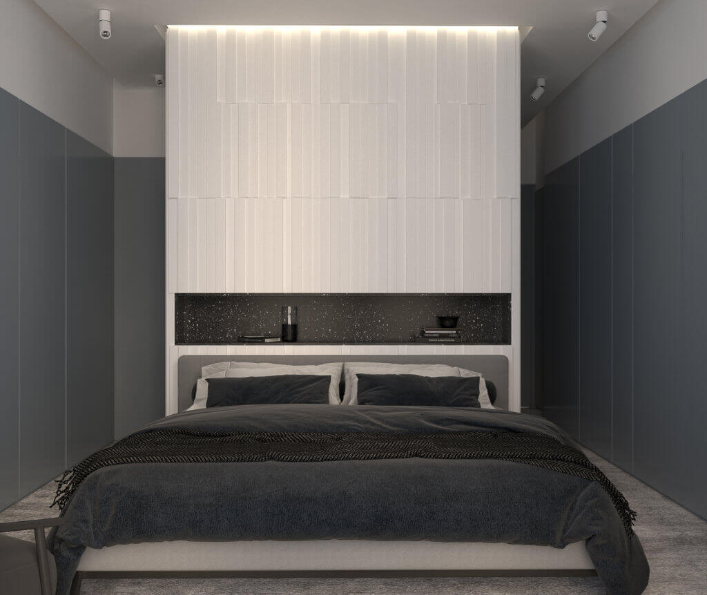 Stylish city apartment bedroom - cgi visualization