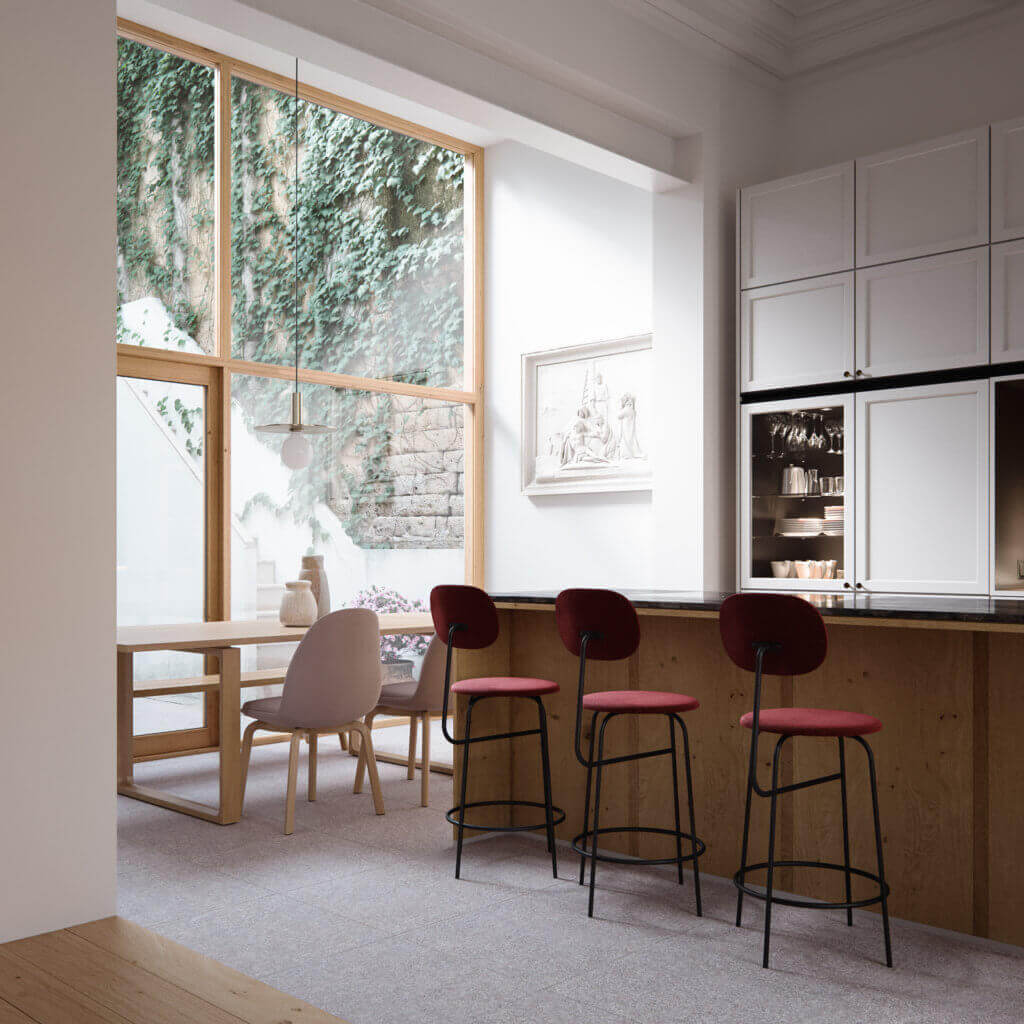 Stylish kitchen & living house kitchen dining area - cgi visualization