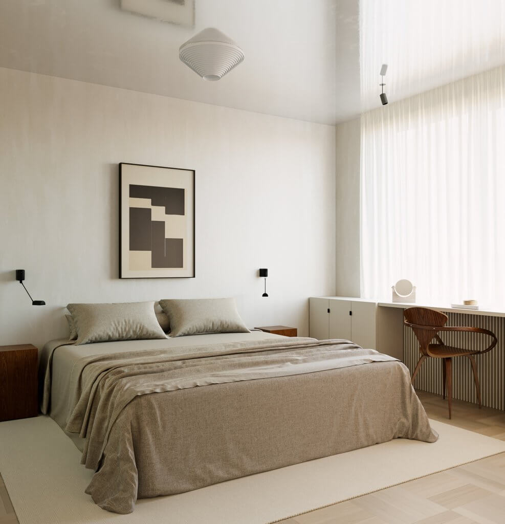 Trendy & cozy interior bedroom design - cgi visualization