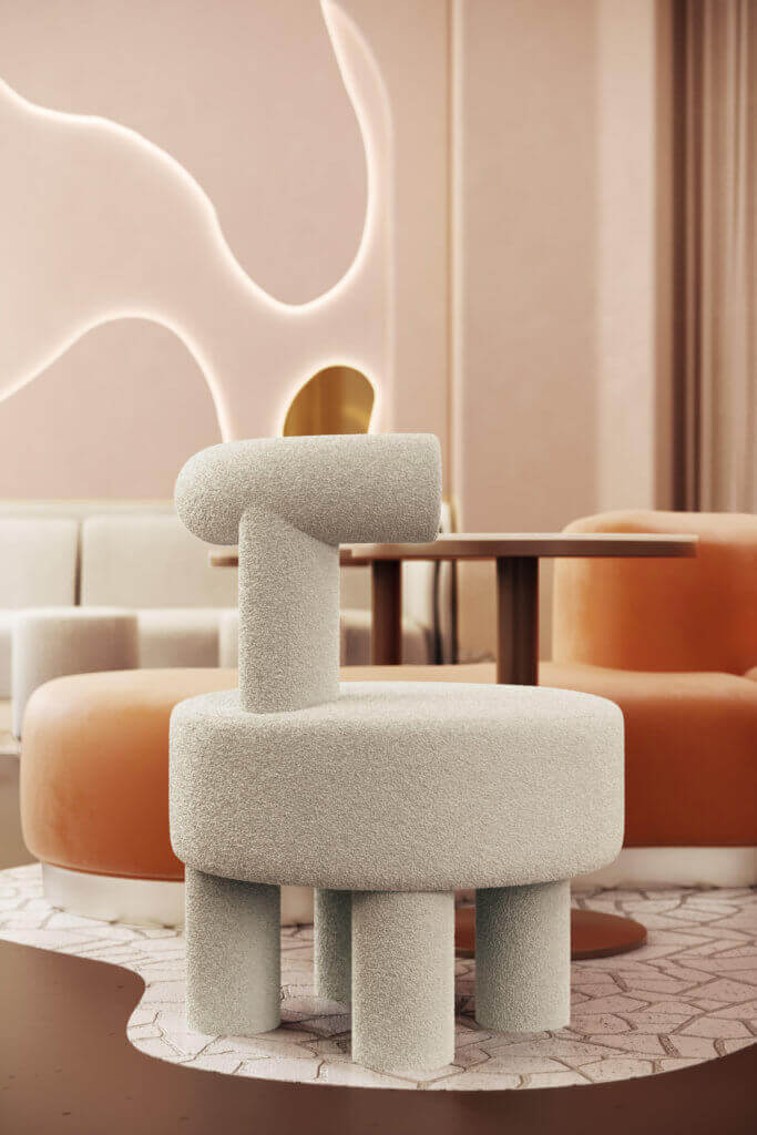 Trendy & stylish pastel bar design detail chair - cgi visualization