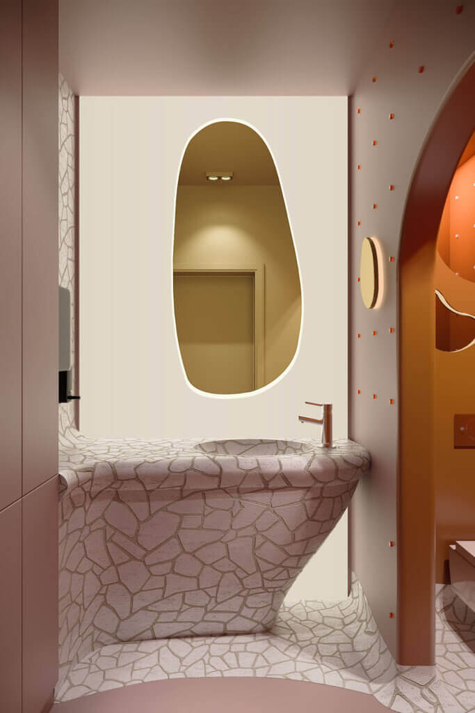 Trendy & stylish pastel bar toilet sink - cgi visualization