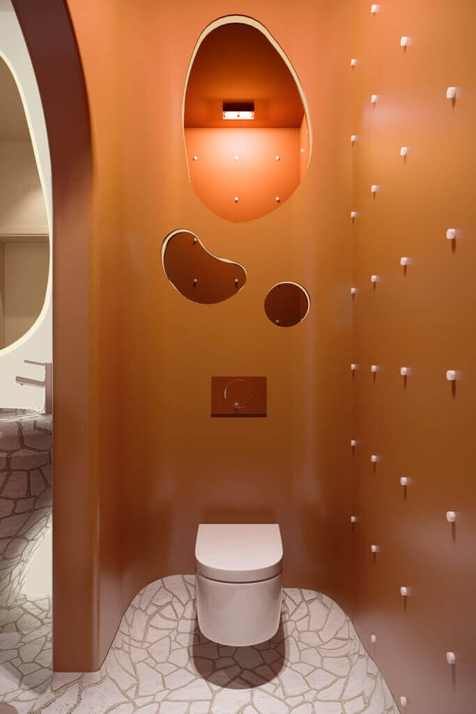 Trendy & stylish pastel bar toilet wc - cgi visualization