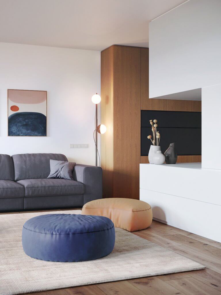 Peaceful & trendy living interior design - cgi visualization(2)